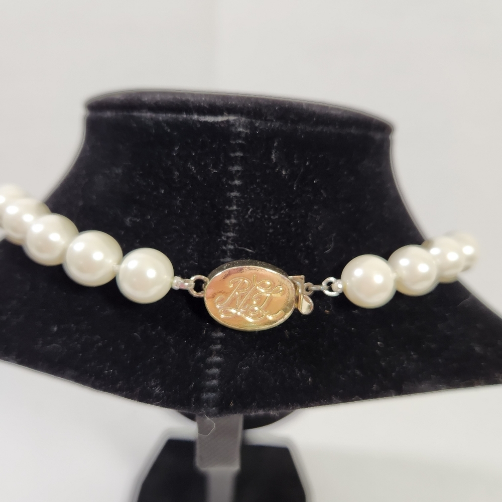Authentic lauren ralph lauren pearl necklace 10in aprox vintage - Picture 3 of 6